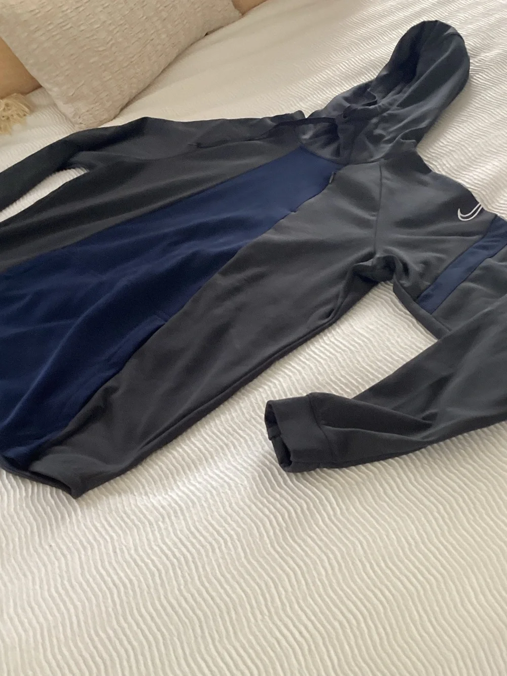 Nike Black and Navy Hooded Jumpsuit